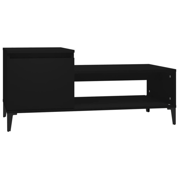Stolik Kawowy Ława Stół Czarny 100x50x45 Szuflady Drzwiczki Do Salonu 735268