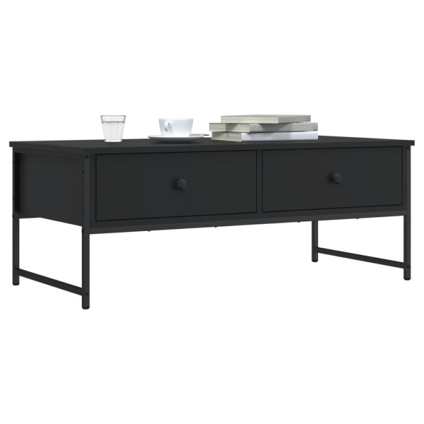 Stolik Kawowy Ława Stół Czarny 101x49x39.5 Szuflady Do Salonu Do Pokoju 729918