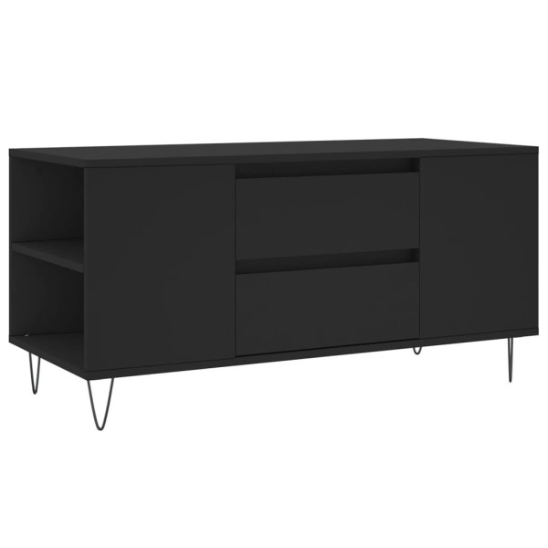 Stolik Kawowy Ława Stół Czarny 102x44.5x50 Szuflady Przegrody Do Salonu 730088