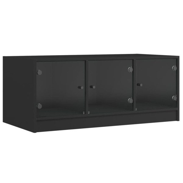 Stolik Kawowy Ława Stół Czarny 102x50x42 Drzwiczki Do Salonu Do Pokoju 731699