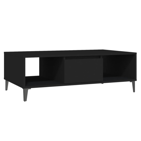Stolik Kawowy Ława Stół Czarny 103.5x60x35 Półka Drzwiczki Do Salonu 730217