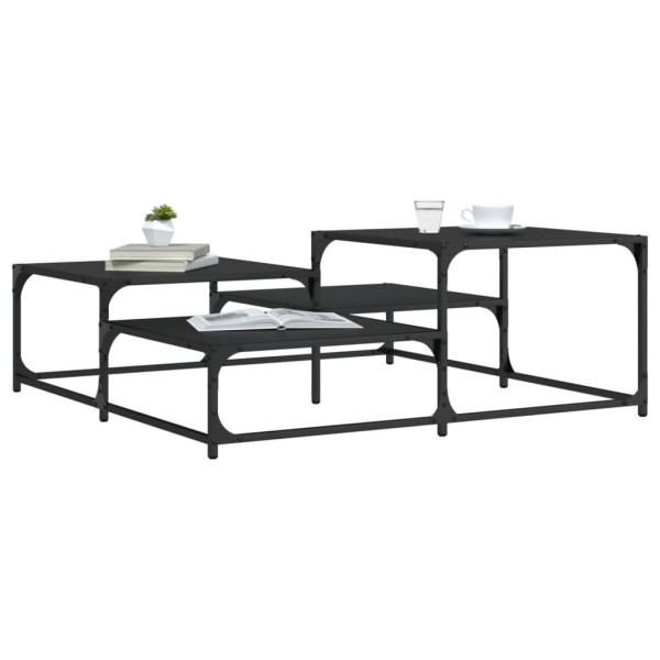 Stolik Kawowy Ława Stół Czarny 107x107x40 Do Salonu Do Pokoju 731692