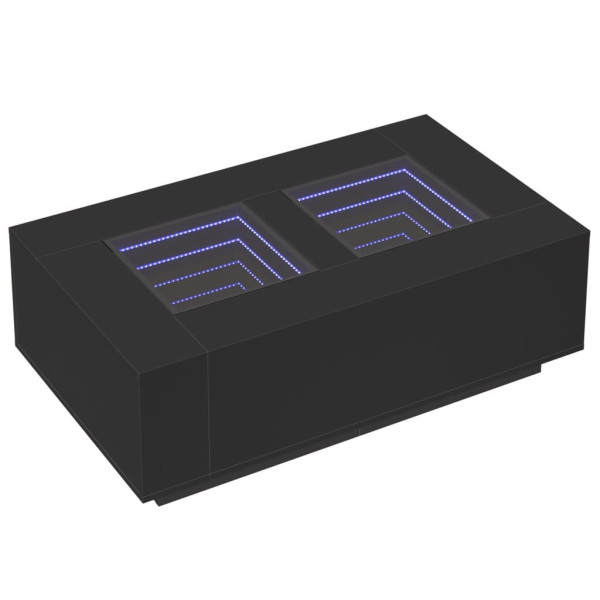 Stolik Kawowy Ława Stół Czarny 116x69x40 Oświetlenie Led Do Salonu 729881