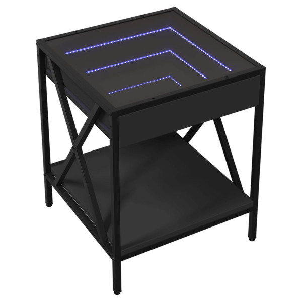 Stolik Kawowy Ława Stół Czarny 40x40x49 Oświetlenie Led Do Salonu Do Pokoju 729749