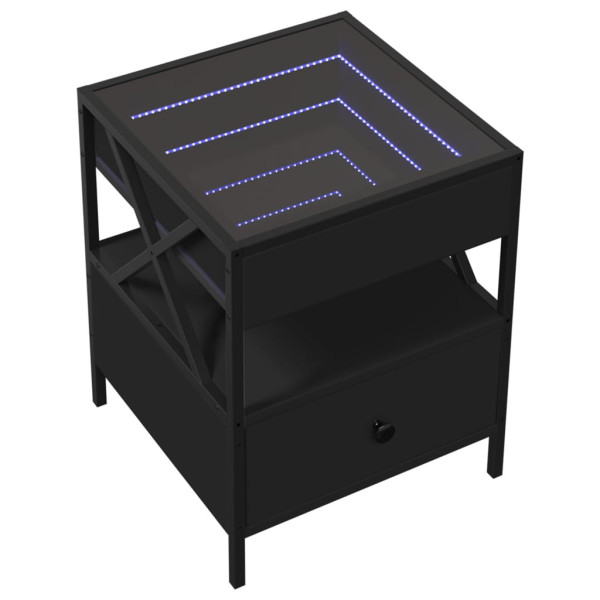 Stolik Kawowy Ława Stół Czarny 40x40x51 Oświetlenie Led Do Salonu Do Pokoju 736422