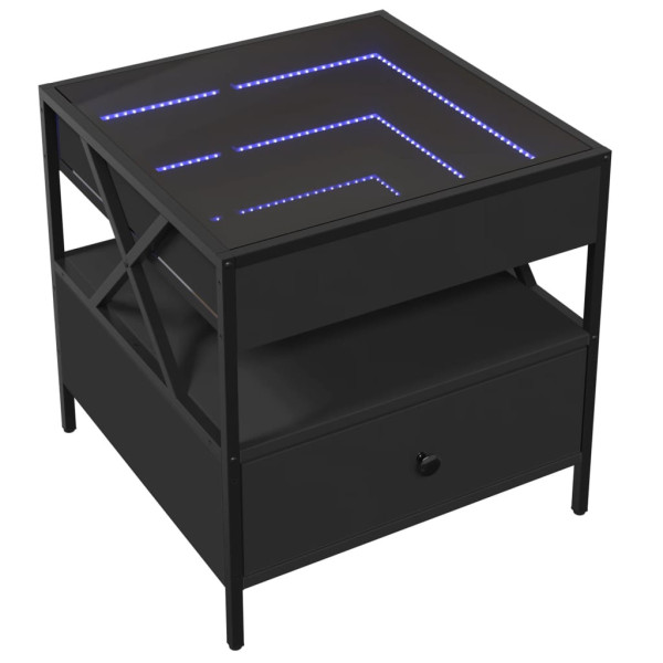Stolik Kawowy Ława Stół Czarny 50x50x51 Oświetlenie Led Do Salonu Do Pokoju 736162