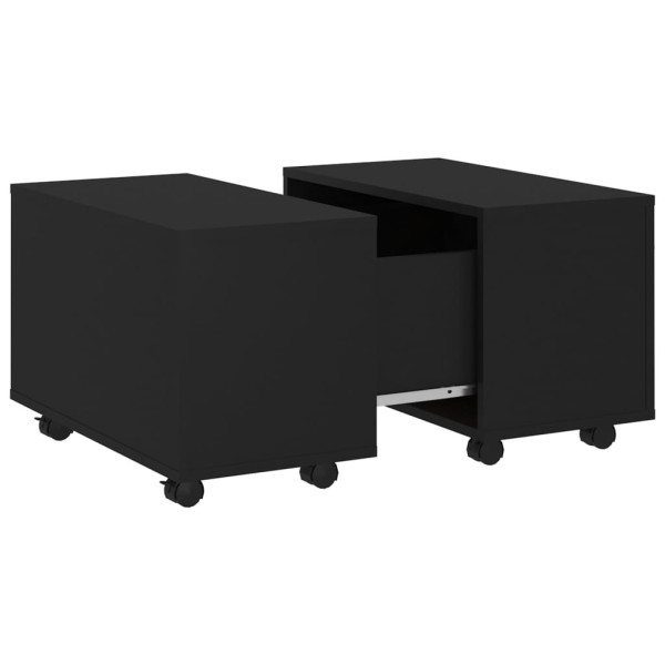 Stolik Kawowy Ława Stół Czarny 60x60x38 Kółka Do Salonu Do Pokoju 735089