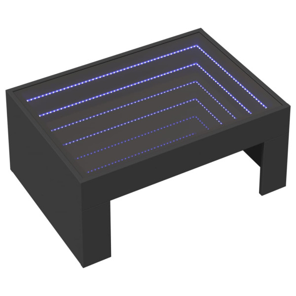 Stolik Kawowy Ława Stół Czarny 70x50x30 Oświetlenie Led Do Salonu Do Pokoju 735408