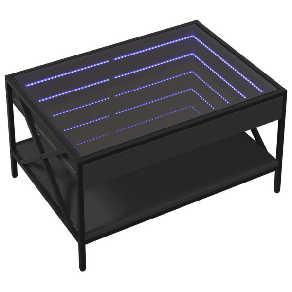 Stolik Kawowy Ława Stół Czarny 70x50x38 Oświetlenie Led Do Salonu Do Pokoju 729809