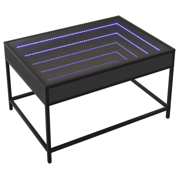 Stolik Kawowy Ława Stół Czarny 70x50x41 Oświetlenie Led Do Salonu Do Pokoju 736502