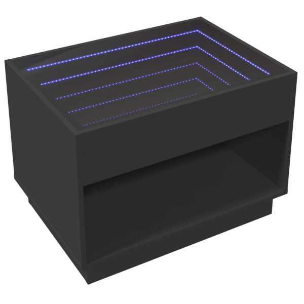 Stolik Kawowy Ława Stół Czarny 70x50x50 Oświetlenie Led Do Salonu Do Pokoju 736250