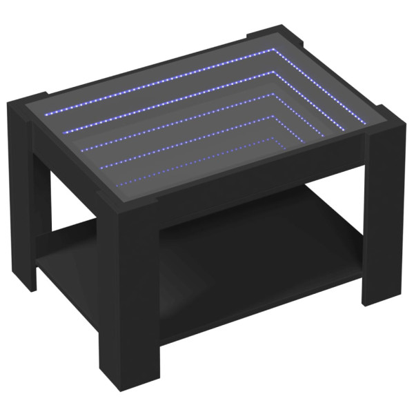 Stolik Kawowy Ława Stół Czarny 73x53x45 Oświetlenie Led Do Salonu Do Pokoju 735948