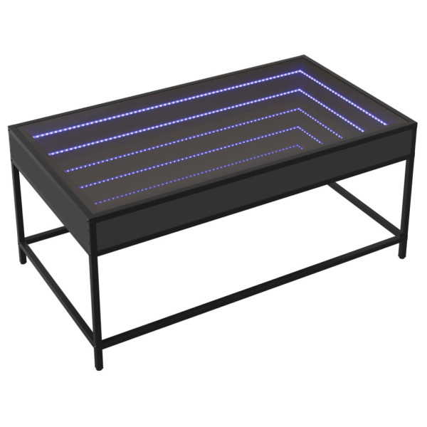 Stolik Kawowy Ława Stół Czarny 90x50x41 Oświetlenie Led Do Salonu Do Pokoju 736148