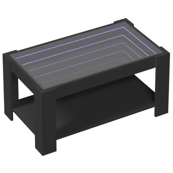 Stolik Kawowy Ława Stół Czarny 93x53x45 Oświetlenie Led Do Salonu Do Pokoju 735487