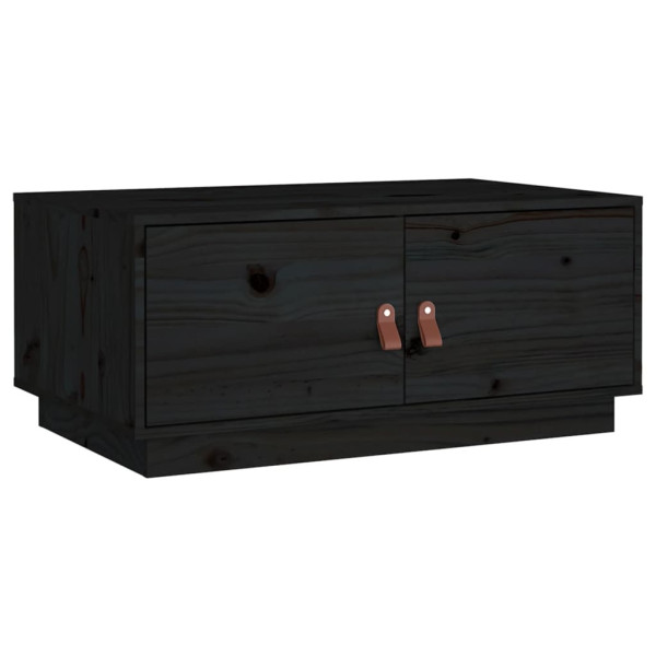 Stolik Kawowy Ława Stół Czarny Drewniany 80x50x35 Schowki Do Salonu 730036