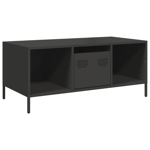 Stolik Kawowy Ława Stół Czarny Metalowy 101.5x50x43.5 Szuflady Przegródki 735554