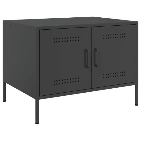 Stolik Kawowy Ława Stół Czarny Metalowy 68x50x50.5 Drzwiczki Do Salonu 735680