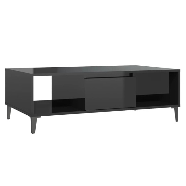 Stolik Kawowy Ława Stół Czarny Połysk 103.5x60x35 Półka Drzwiczki 730224