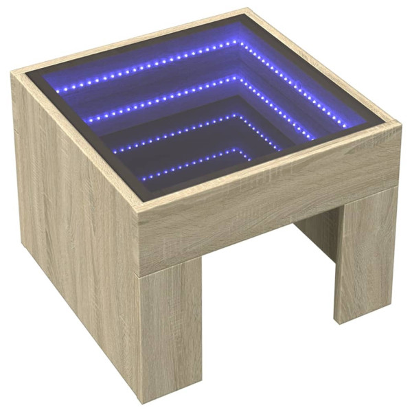 Stolik Kawowy Ława Stół Dąb Sonoma 40x40x30 Oświetlenie Led Do Salonu 735308