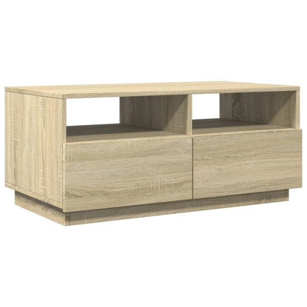 Stolik Kawowy Ława Stół Dąb Sonoma 90x49x40 Oświetlenie Led Do Salonu 731973
