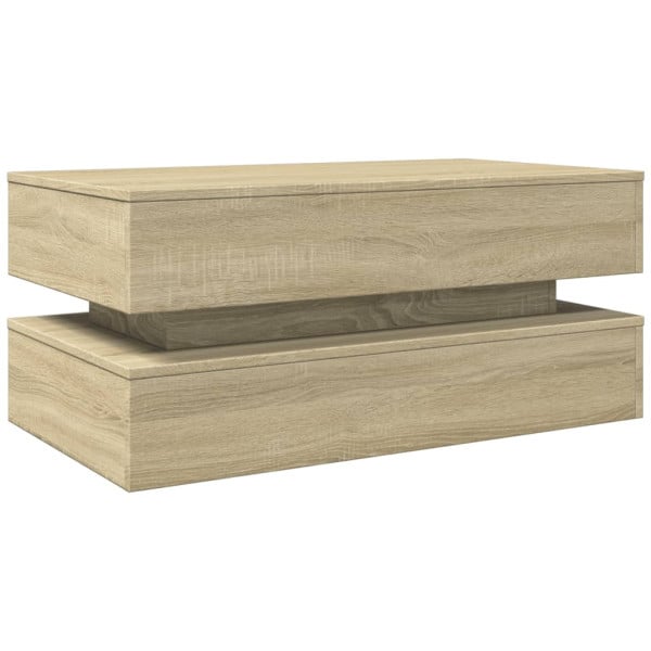Stolik Kawowy Ława Stół Dąb Sonoma 90x50x40 Oświetlenie Led Do Salonu 737836