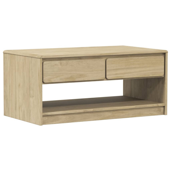 Stolik Kawowy Ława Stół Dębowy Drewniany 99x55x45 Szuflady Półka Do Salonu 737100