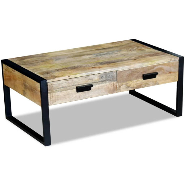 Stolik Kawowy Ława Stół Drewniany 100x60x40 Szuflady Do Salonu Do Pokoju 735782