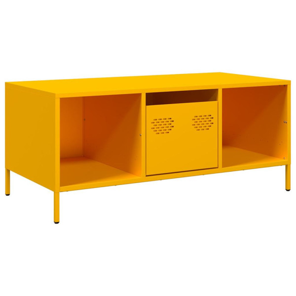Stolik Kawowy Ława Stół Musztardowy Metalowy 101.5x50x43.5 Szuflady 735463