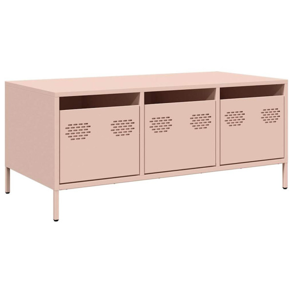 Stolik Kawowy Ława Stół Różowy Metalowy 101.5x50x43.5 Szuflady Do Salonu 736386
