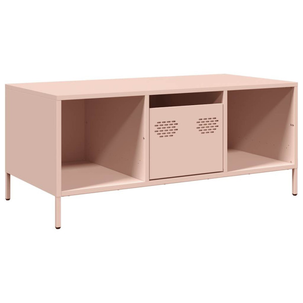 Stolik Kawowy Ława Stół Różowy Metalowy 101.5x50x43.5 Szuflady Przegródki 735651