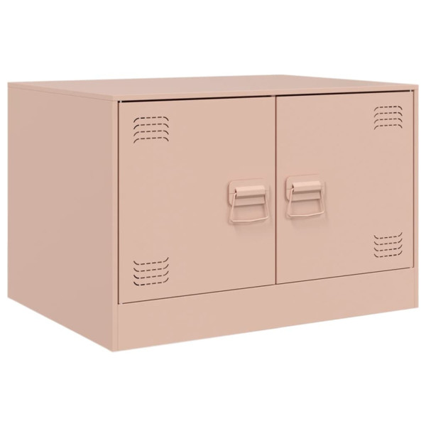 Stolik Kawowy Ława Stół Różowy Metalowy 67x50x44 Drzwiczki Do Salonu 735691