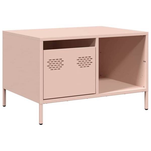 Stolik Kawowy Ława Stół Różowy Metalowy 68.5x50x43.5 Przegroda Szuflada 736108