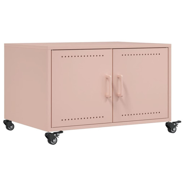 Stolik Kawowy Ława Stół Różowy Metalowy 68x50x43.5 Drzwiczki Do Salonu 730209