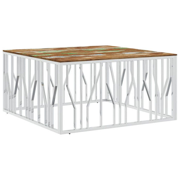 Stolik Kawowy Ława Stół Srebrny 100x100x50 Do Salonu Do Pokoju 735551