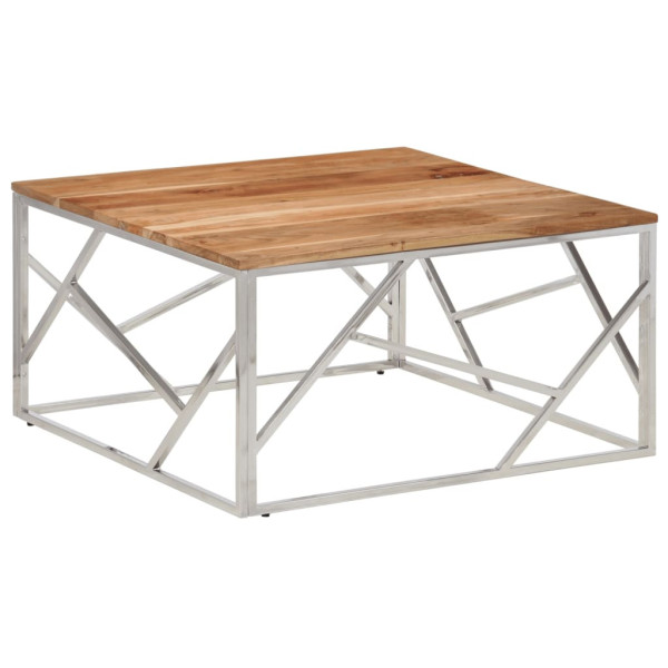 Stolik Kawowy Ława Stół Srebrny 80x80x40 Do Salonu Do Pokoju 731722