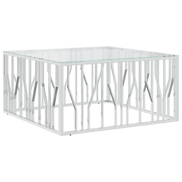 Stolik Kawowy Ława Stół Srebrny Metalowy 100x100x50 Do Salonu Do Pokoju 735471