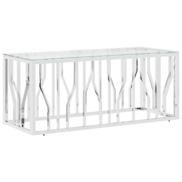 Stolik Kawowy Ława Stół Srebrny Metalowy 110x45x45 Do Salonu Do Pokoju 736215