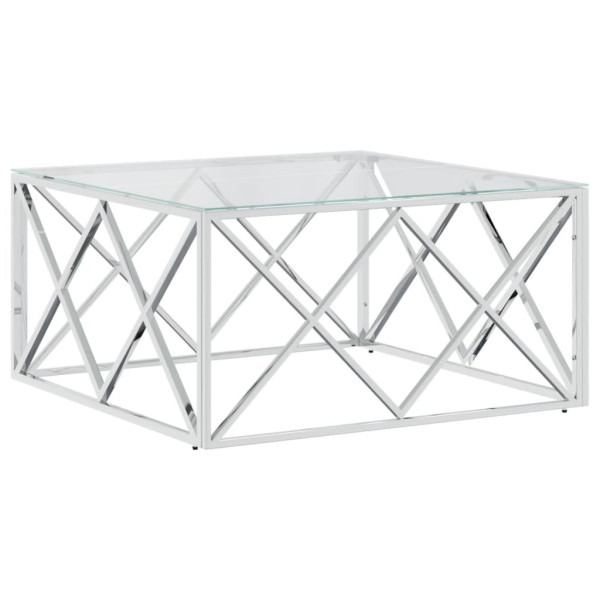 Stolik Kawowy Ława Stół Srebrny Metalowy 80x80x40 Do Salonu Do Pokoju 729976