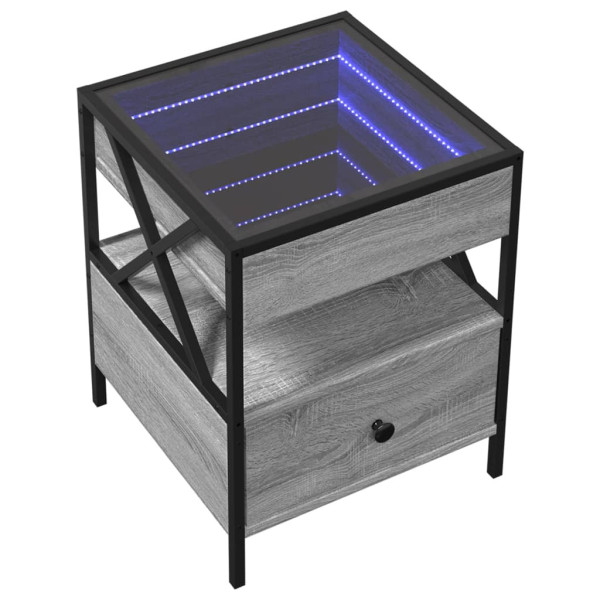 Stolik Kawowy Ława Stół Szary 40x40x51 Oświetlenie Led Do Salonu Do Pokoju 735472