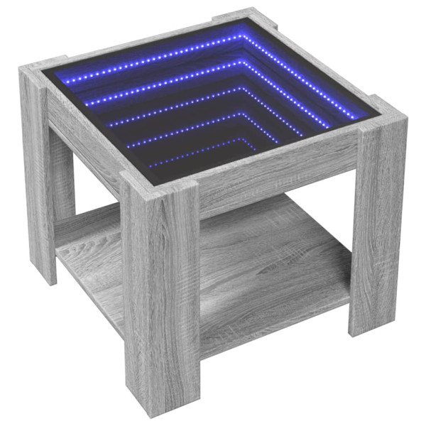 Stolik Kawowy Ława Stół Szary 53x53x45 Oświetlenie Led Do Salonu Do Pokoju 736477
