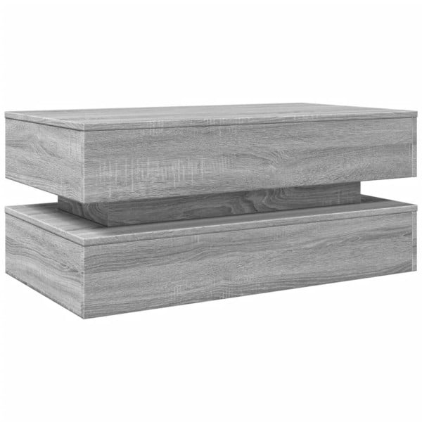 Stolik Kawowy Ława Stół Szary 90x50x40 Oświetlenie Led Do Salonu Do Pokoju 737875