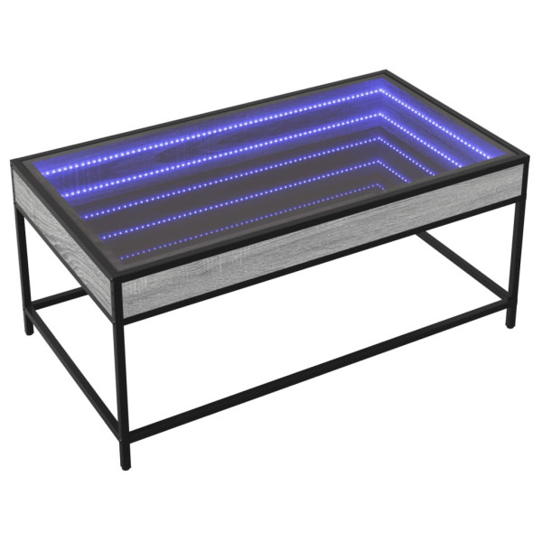 Stolik Kawowy Ława Stół Szary 90x50x41 Oświetlenie Led Do Salonu Do Pokoju 736458