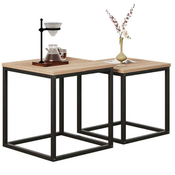 Stolik kawowy ława stół zestaw stolików 2w1 elegancki jasny brąz 50cm 955579