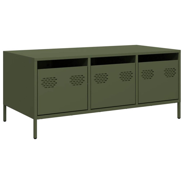 Stolik Kawowy Ława Stół Zielony Metalowy 101.5x50x43.5 Szuflady Do Salonu 735634