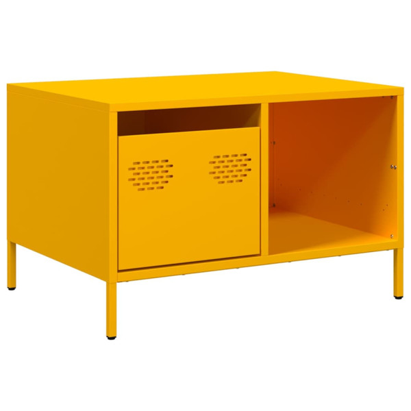Stolik Kawowy Ława Stół Żółty Metalowy 68.5x50x43.5 Przegroda Szuflada 735502