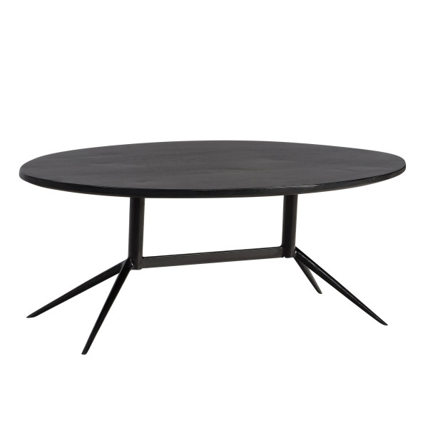 Stolik Kawowy Lite Drewno Mango Metal 90x50x35 cm Owalny Industrialny 710787
