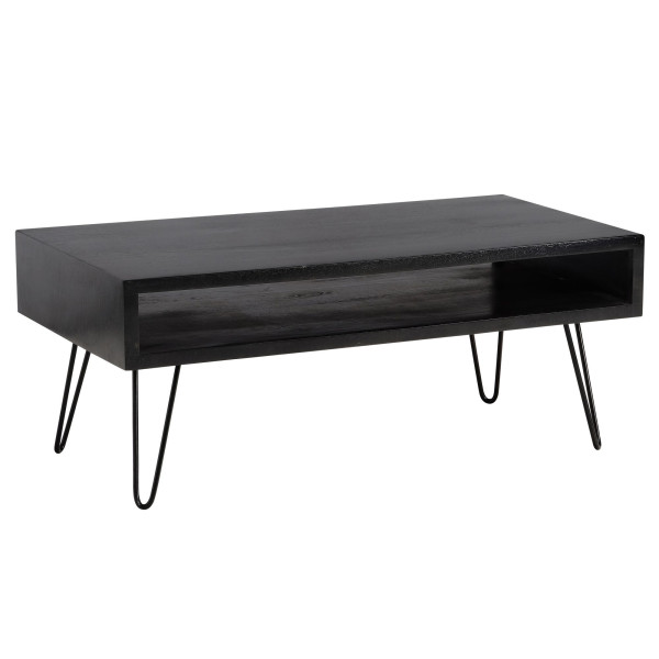 Stolik Kawowy Mango Lite Drewno Metal Czarny 100x50 cm Industrialny 710768