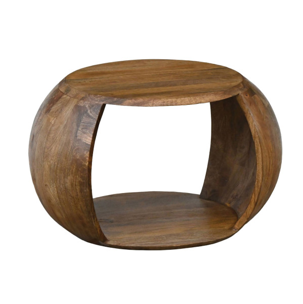 Stolik kawowy Mango lite drewno okrągły 60 cm do salonu Półka Styl wiejski 1078666