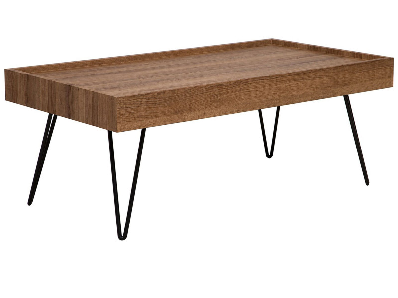 Stolik kawowy metalowe nogi jasne drewno 280174