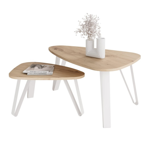 Stolik kawowy NOA 2w1 - dąb artisan/białe nogi 1002075